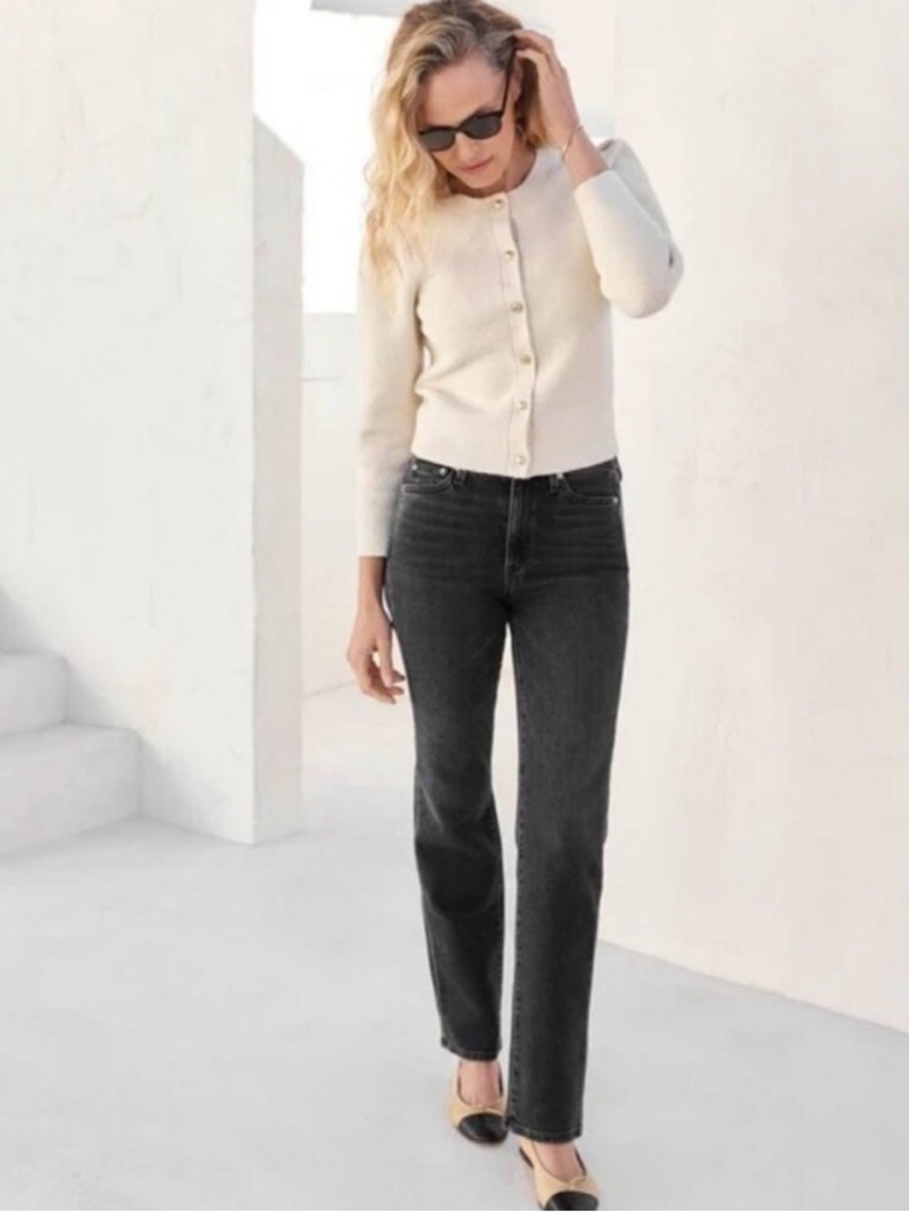 AYR The Lala Jeans 32 Black Wash Straight High Rise Designer Denim Capsule